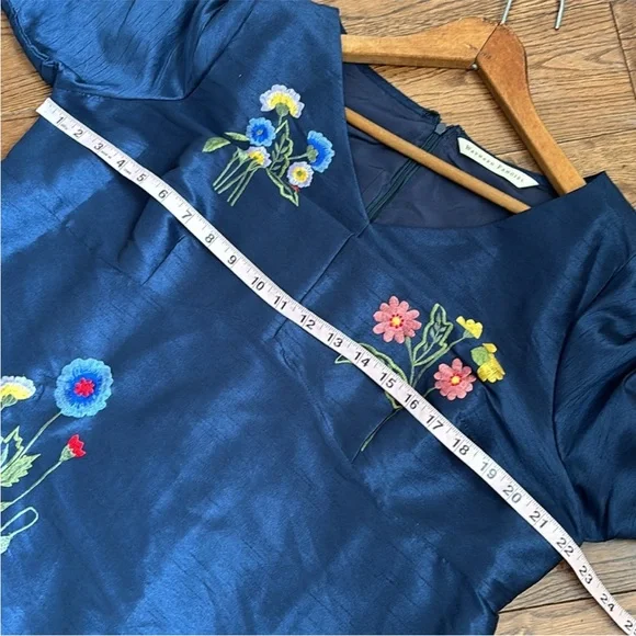 🌸 Eshakti Wayward Fancies Floral Embroidered Trapeze Dress 14 XL GORGEOUS HTF - Picture 11 of 12